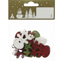 Packung mit hölzernen Weihnachtsschmuck-Streuteilen in Form von Rentieren