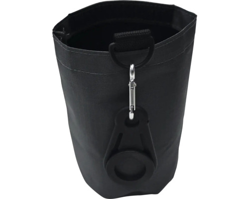 Schwarzer Futterbeutel mit Befestigungsclip