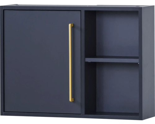 Armoire suspendue Möbelpartner Kent lxhxp 66.8x48.4x16 cm couleur de façade bleu nuit Élément haut avec porte et étagère ouverte