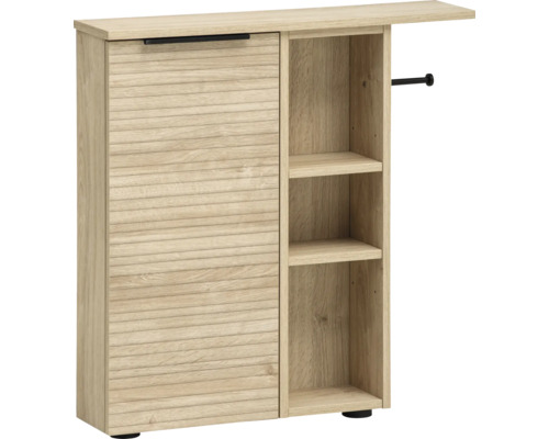 Meuble bas Möbelpartner Mads lxhxp 70.7x74.3x17 cm couleur de façade chêne clair Meuble à chaussures avec une porte et trois étagères