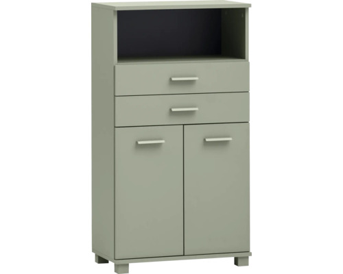 Highboard Möbelpartner Mono lxhxp 59.8x110.5x32.6 cm couleur de façade pistache Commode avec deux tiroirs, deux portes et un compartiment ouvert