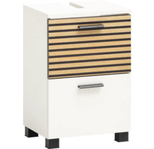 Meuble sous-lavabo avec deux tiroirs et pieds