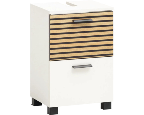 Meuble sous-vasque Möbelpartner Katta lxhxp 40.2x60.8x35 cm couleur de façade aspect bois blanc Meuble sous-lavabo avec deux tiroirs et pieds