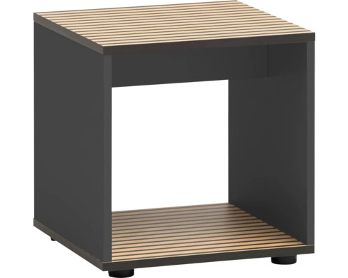 Table d''appoint carrée avec fond et plateau à lattes