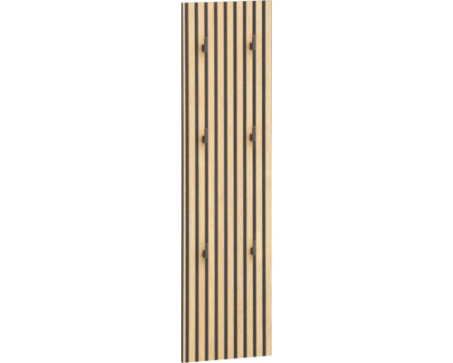 Panneau à crochets Möbelpartner Katta lxhxp 24.5x109x2.6 cm couleur de façade aspect bois Porte-manteau avec six crochets et panneaux en bois
