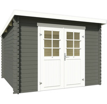 Abri de jardin en bois avec double porte et fenêtres