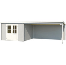 Abri de jardin en bois avec double porte et espace couvert