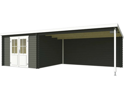 Abri de jardin en bois avec auvent et double porte