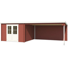 Abri de jardin en bois avec double porte et abri de voiture