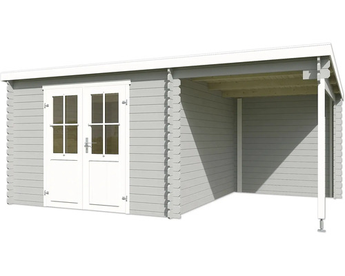 Abri de jardin avec double porte et auvent