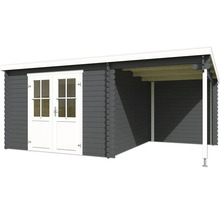 Abri de jardin en bois avec double porte et auvent