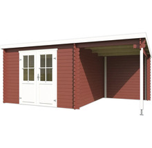 Abri de jardin en bois avec double porte et auvent