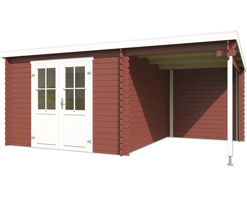 Abri de jardin en bois avec double porte et auvent