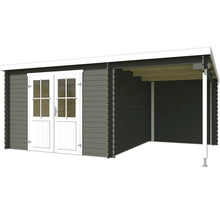 Abri de jardin en bois avec double porte et auvent