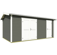 Abri de jardin en bois avec double porte et porte simple