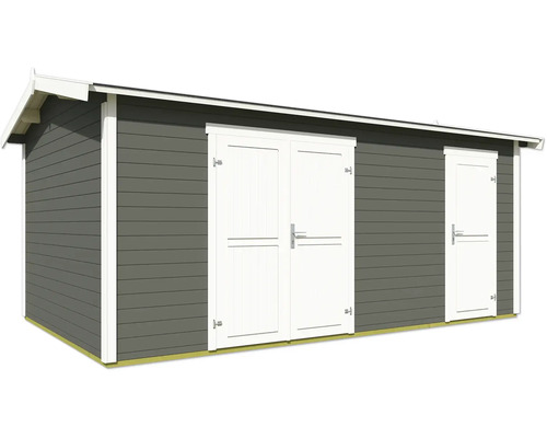 Abri de jardin en bois avec double porte et porte simple