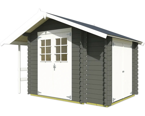 Abri de jardin en bois avec double porte et porte simple