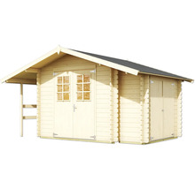 Abri de jardin en bois avec double porte et auvent