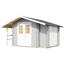 Abri de jardin en bois avec double porte et auvent