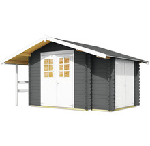 Abri de jardin en bois avec double porte et auvent