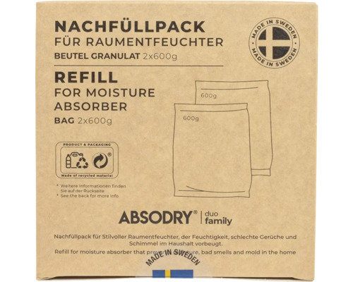Absodry Raumentfeuchter Nachfüllpack mit Granulatbeuteln