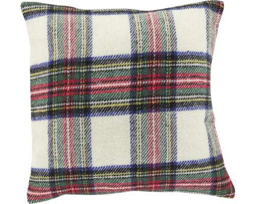 Coussin décoratif Jet dove blanc vert rouge à carreaux 45x45 cm Coussin avec motif à carreaux