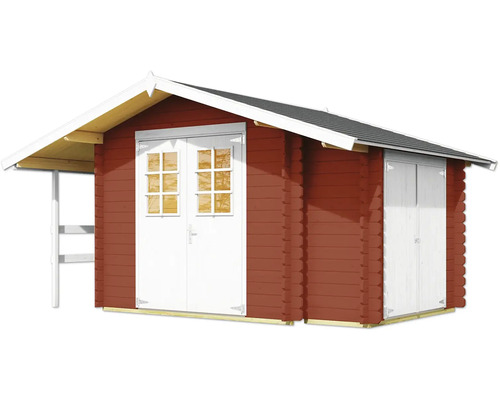 Abri de jardin avec double porte et auvent