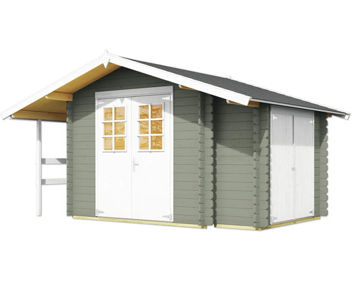Abri de jardin en bois avec double porte et annexe