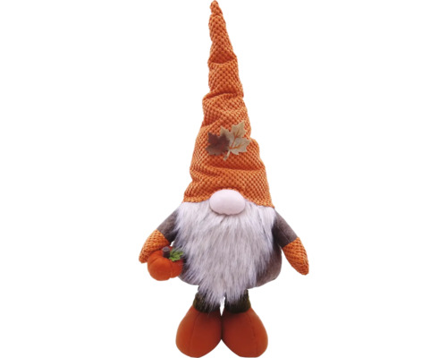 Herbstlicher Zwerg mit Mütze, Bart und Kürbis