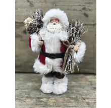 Dekorativer Weihnachtsmann mit Zweigen in der Hand als Weihnachtsdekoration