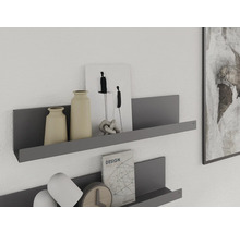 Deux étagères murales grises avec décoration