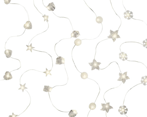 Éclairage de Noël LUMINEO guirlande lumineuse LED 20 ampoules blanc chaud Guirlande lumineuse avec étoiles, cœurs, boules, flocons de neige