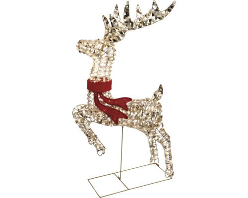 Renne lumineuse décorative avec écharpe rouge pour la période de Noël