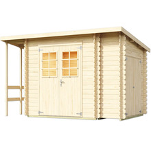 Abri de jardin en bois avec fenêtre et annexe