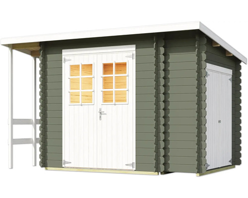 Abri de jardin en bois avec double porte et fenêtres