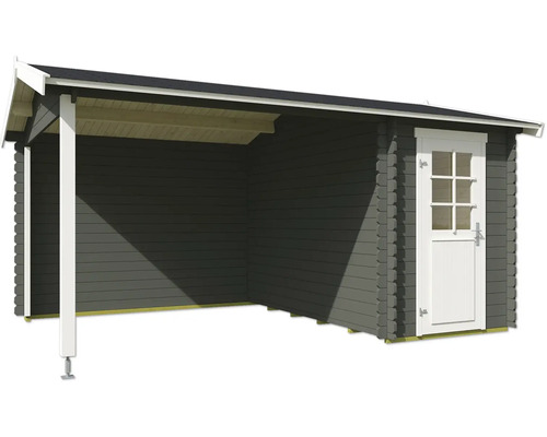 Abri de jardin en bois avec auvent et porte