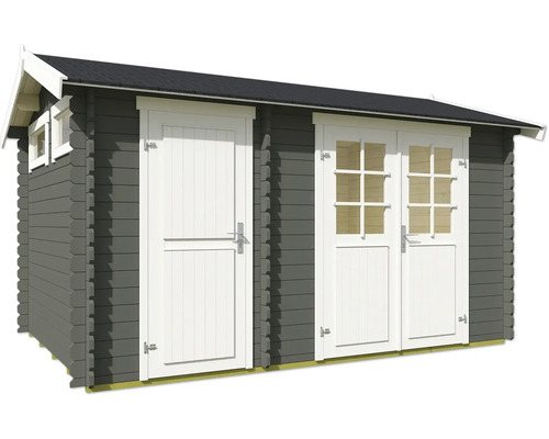 Abri de jardin en bois avec double porte et porte simple