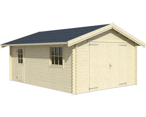 Einzelgarage Outdoor Life Yarik mit Holztor 473,7 x 583 cm natur Holzgartenhaus mit Doppeltür, Fenstern und Satteldach