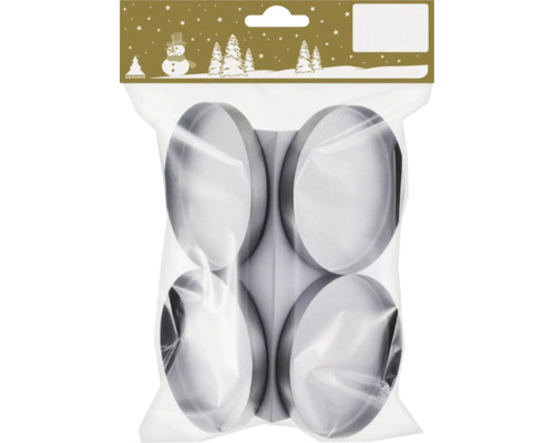 Quatre bougeoirs ronds dans un emballage transparent