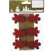 Emballage de six pendentifs en bois en forme d''ange avec découpe en étoile