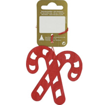 Zwei gekreuzte Zuckerstangen aus Holz als Christbaumschmuck