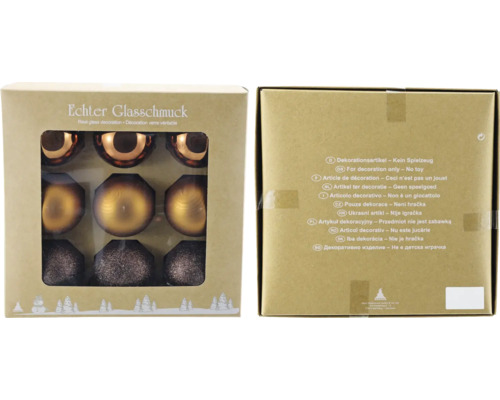 Christbaumkugeln aus Glas Ø 6 cm 9 Stück weiss Verpackung mit Christbaumkugeln aus echtem Glas