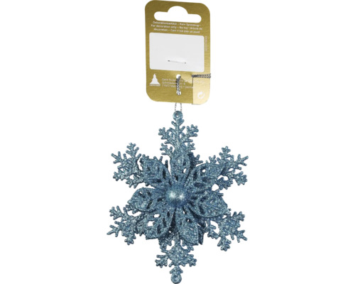 Glitzernder Schneeflocken Anhänger als Weihnachtsdekoration