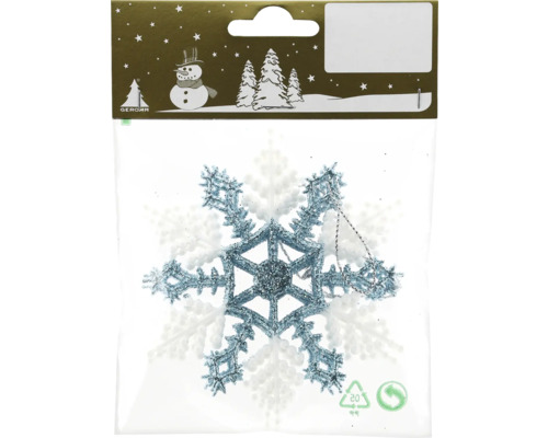 Suspension décorative flocon de neige bleu Pendentif décoratif flocon de neige dans son emballage
