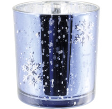 Photophore en verre avec motif de flocons de neige