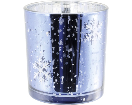 Photophore en verre avec motif de flocons de neige