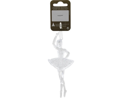 Hängedeko Ballerina aus Kunststoff 12 cm weiß Dekorative Ballettfigur als Christbaumschmuck