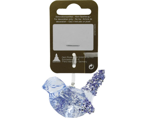 Figurine décorative oiseau en verre avec suspension