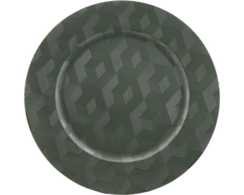 Assiette décorative verte avec motif géométrique