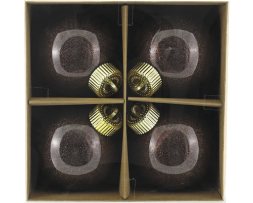 Christbaumkugeln aus Kunststoff Ø 8 cm 4 Stück bordeaux Packung mit vier Christbaumkugeln in einer Box